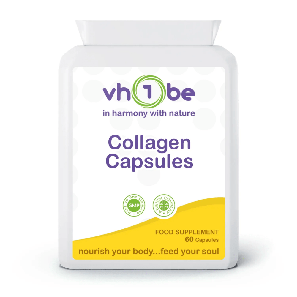 Collagen Plus Vitamin C Capsules by vh1be – Supports skin, collagen, and immune health.