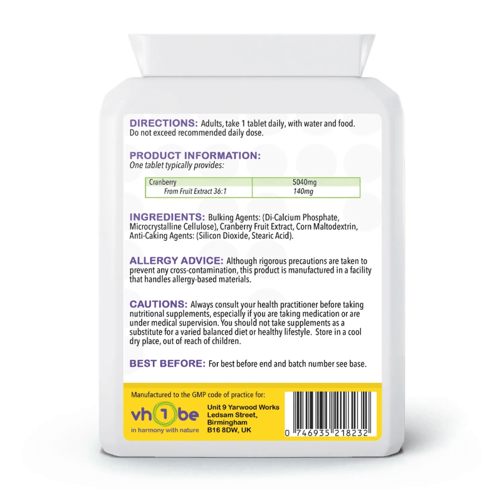 vh1be Cranberry Tablets 5040mg | Supports wellbeing | Ayurvedic Wellness UK