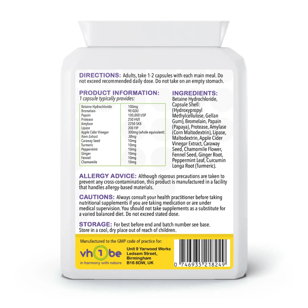 Digestive Enzymes Complex Capsules (90 Count) | Supports wellbeing – vh1be | Ayurvedic & Scientific Wellness UK