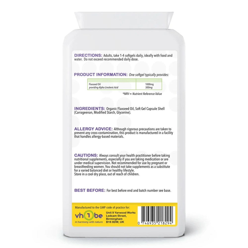 vh1be Flaxseed Oil Capsules 1000mg – Omega 3 Support