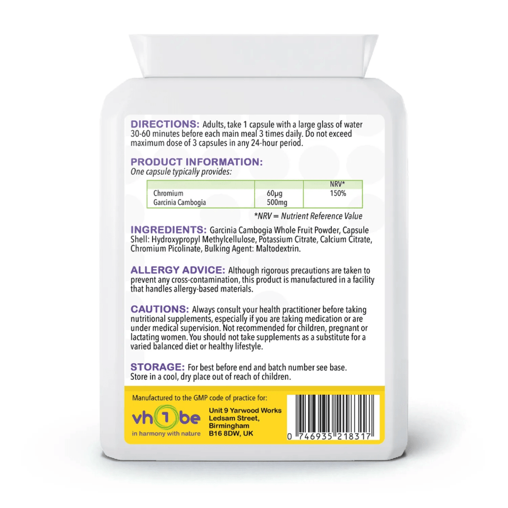 Garcinia Cambogia Complex 500mg | 90 Capsules – vh1be by vh1be – Ayurvedic & Scientific Wellness made in the UK |