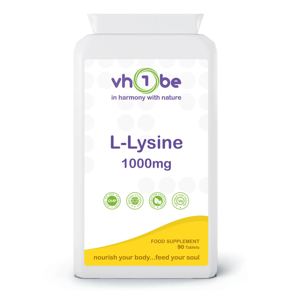 L-Lysine 1000mg Tablets | 90 Count | Supports general wellbeing – vh1be by vh1be – Ayurvedic wellness made in the UK.