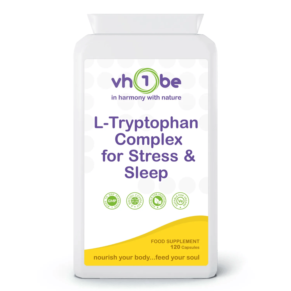 L-Tryptophan Complex for Stress & Sleep | 120 Capsules – vh1be by vh1be – Ayurvedic & scientific wellness made in the UK.