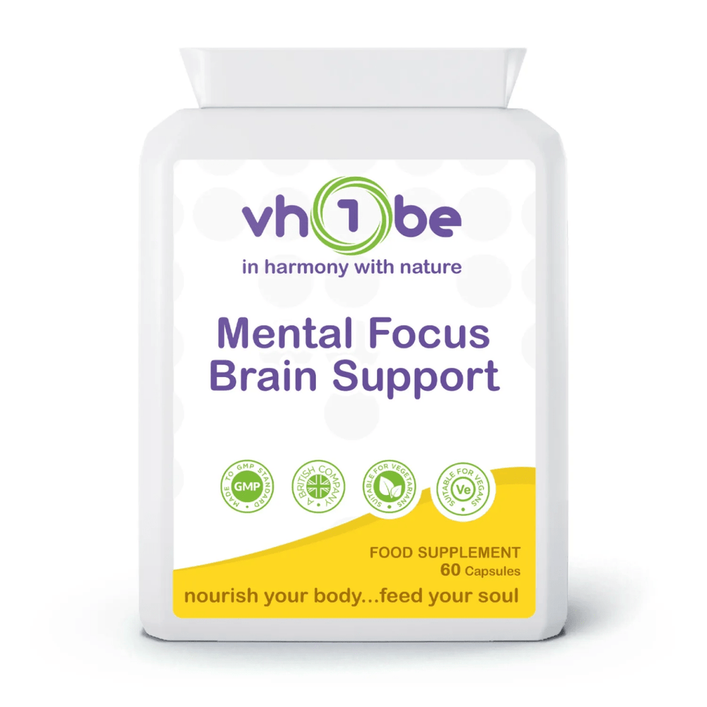 vh1be Mental Focus Brain Support Capsules – Focus, memory, and mental clarity supplement made in the UK