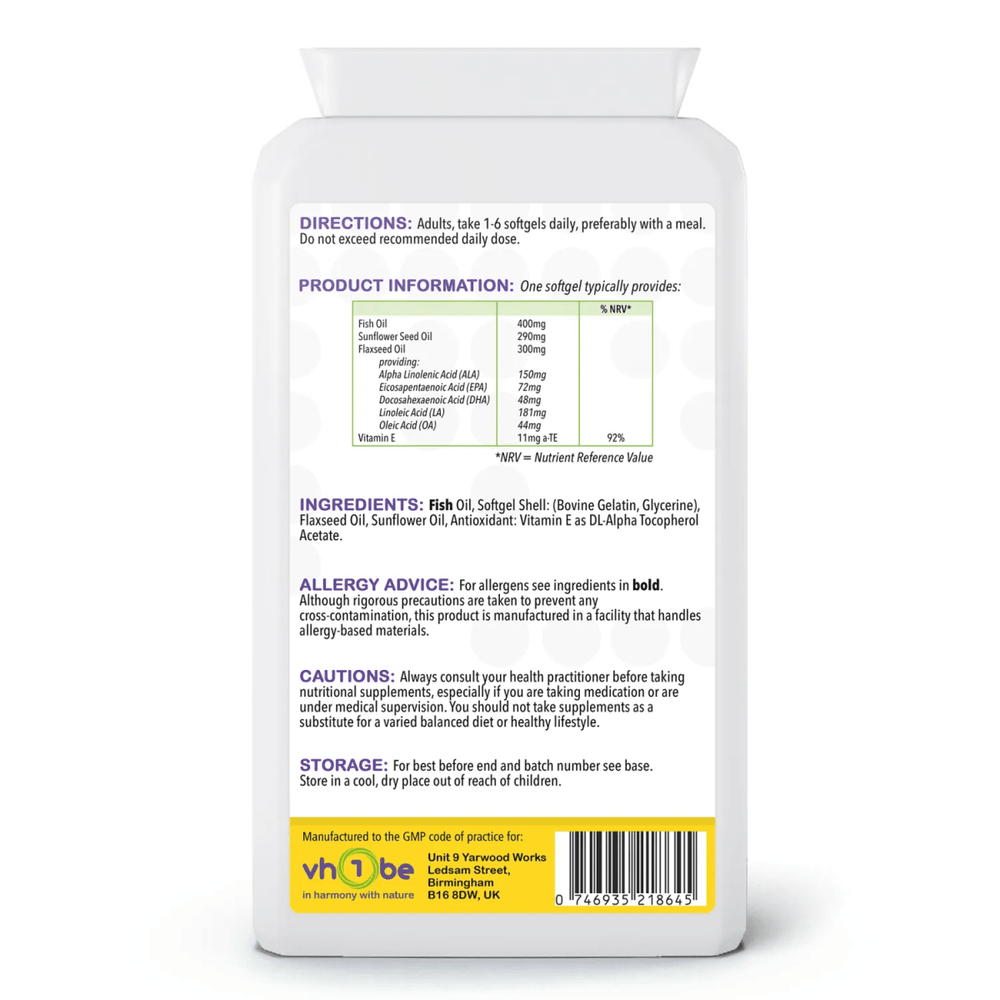 Omega 3 6 9 Fish Oil 1000mg Capsules – Heart and Brain Support by vh1be