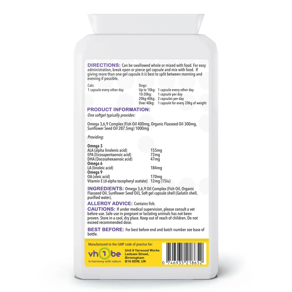 Omega 369 for Pets 1000mg Softgels – Skin and Coat Support by vh1be