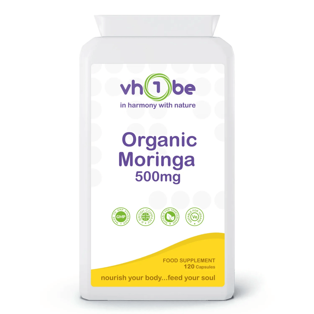 Organic Moringa Capsules 500 mg by vh1be – Natural Energy Support UK