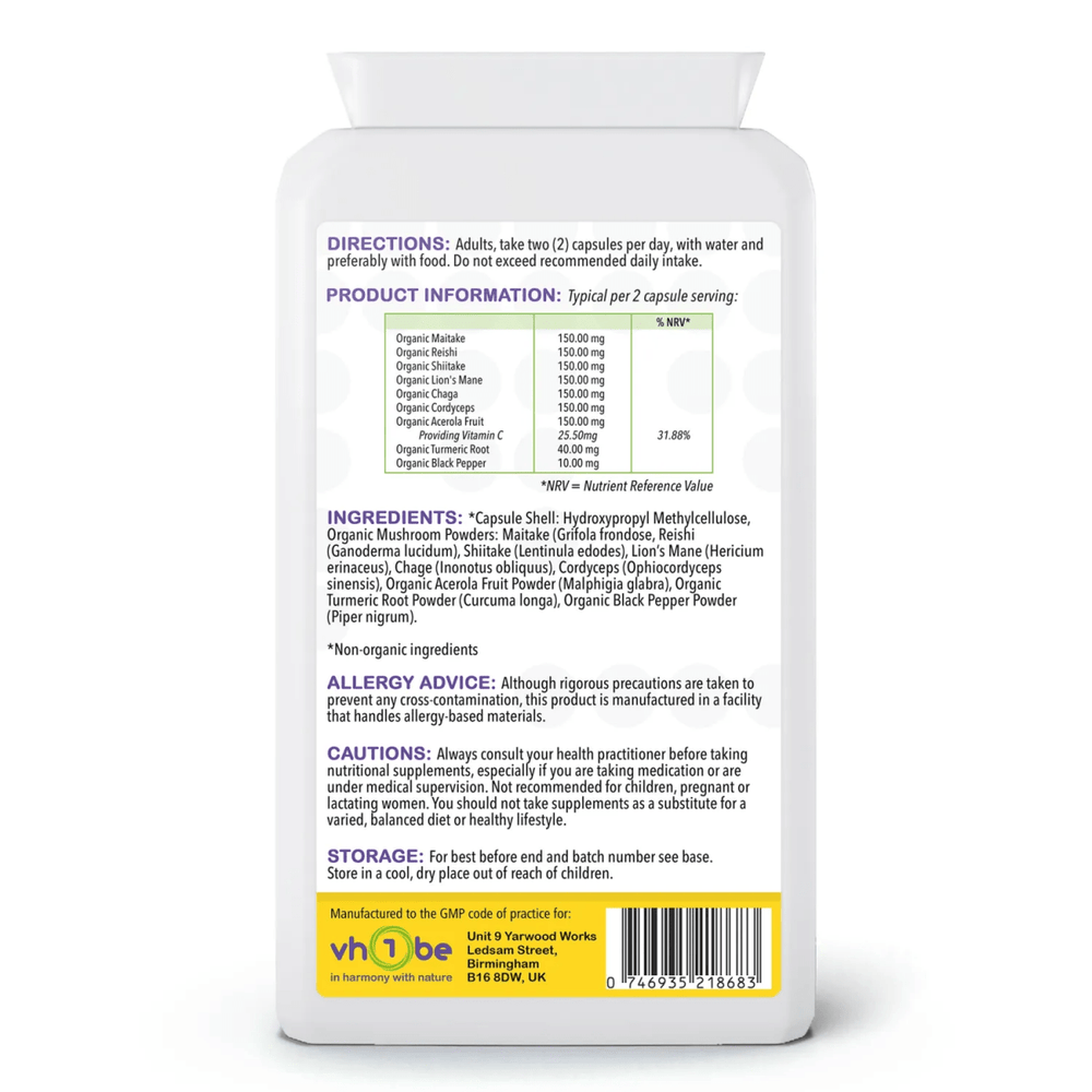 Organic Mushroom Complex Capsules by vh1be | Immune & Energy Support