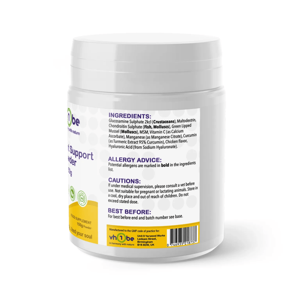Pet Joint Support Powder 150g by vh1be – Ayurvedic, science-backed joint and mobility support made in the UK