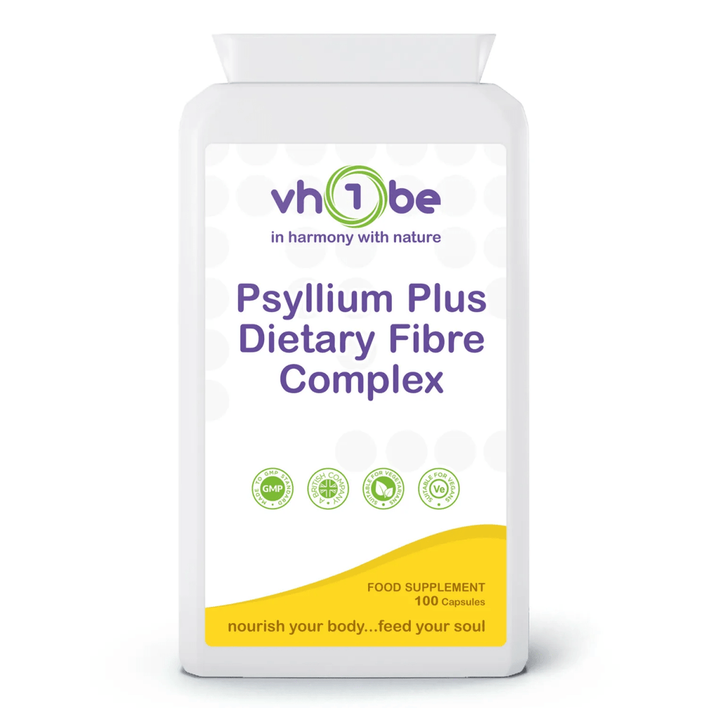 Psyllium Plus Dietary Fibre Complex 100 Capsules by vh1be – Ayurvedic, science-backed wellness made in the UK