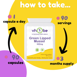 Green Lipped Mussel | 500mg | Capsules | 90 Count | Supports general wellbeing – vh1be