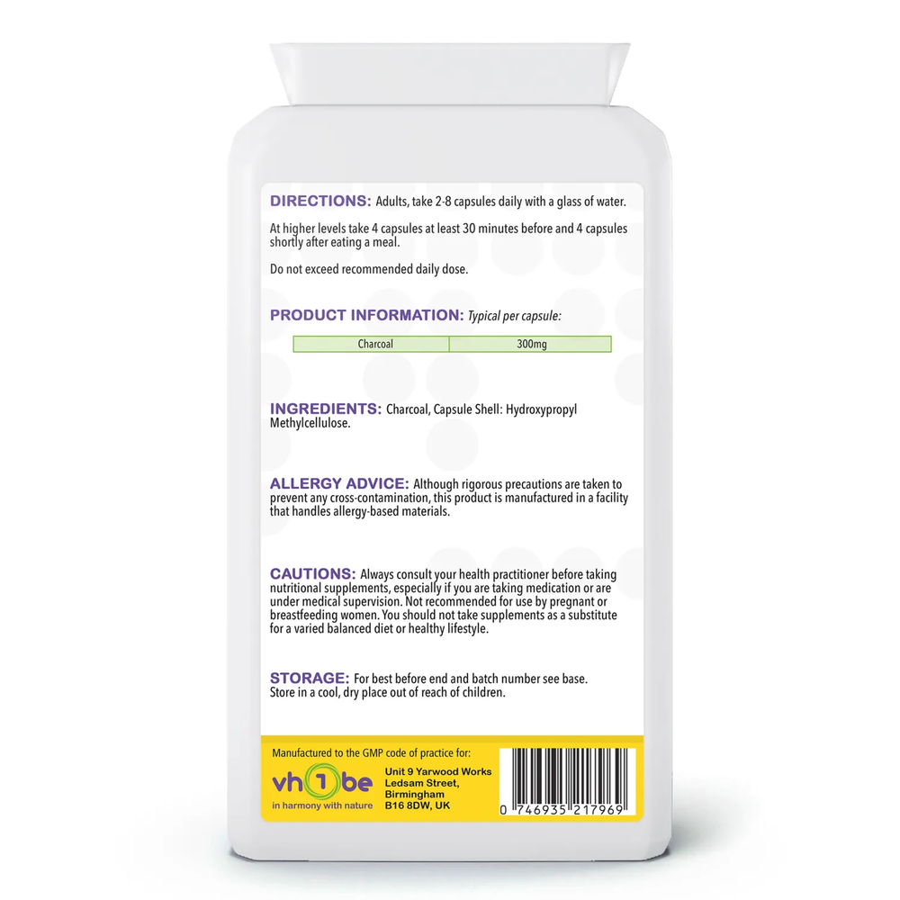 Activated Charcoal 300 mg – 120 Vegan Capsules | Digestive Support & Toxin Adsorption