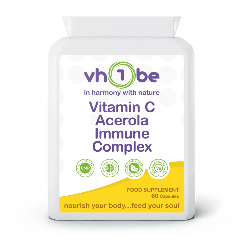 Vitamin C Acerola Immune Complex (Food Form) | Capsules | 120 Count | Supports immune system function and collagen formation – vh1be