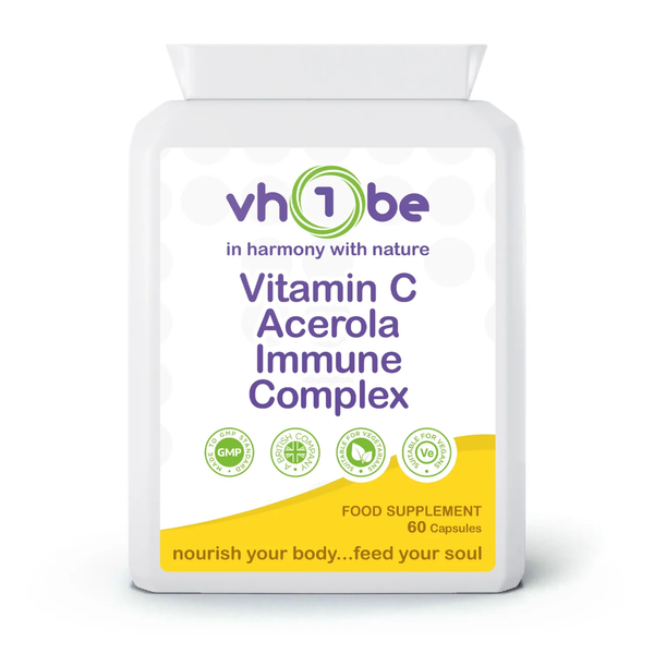 Vitamin C Acerola Immune Complex (Food Form) | Capsules | 120 Count | Supports immune system function and collagen formation – vh1be