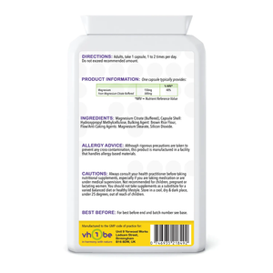 Magnesium Citrate | 500 mg | Capsules | 120 Count | Supports normal muscle function and energy-yielding metabolism – vh1be