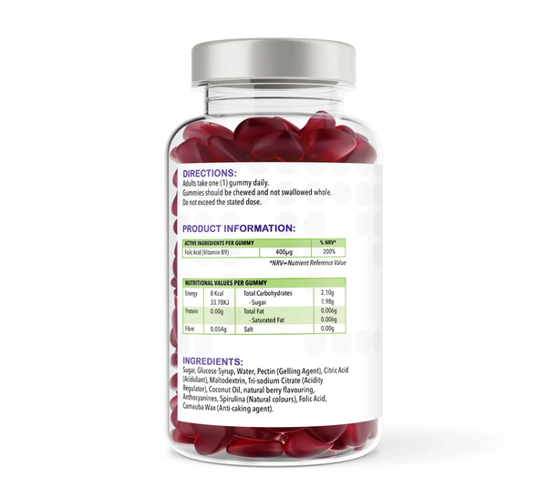 Folic Acid 120 Natural Berry Flavour Gummies | Gummies | Supports general wellbeing – vh1be