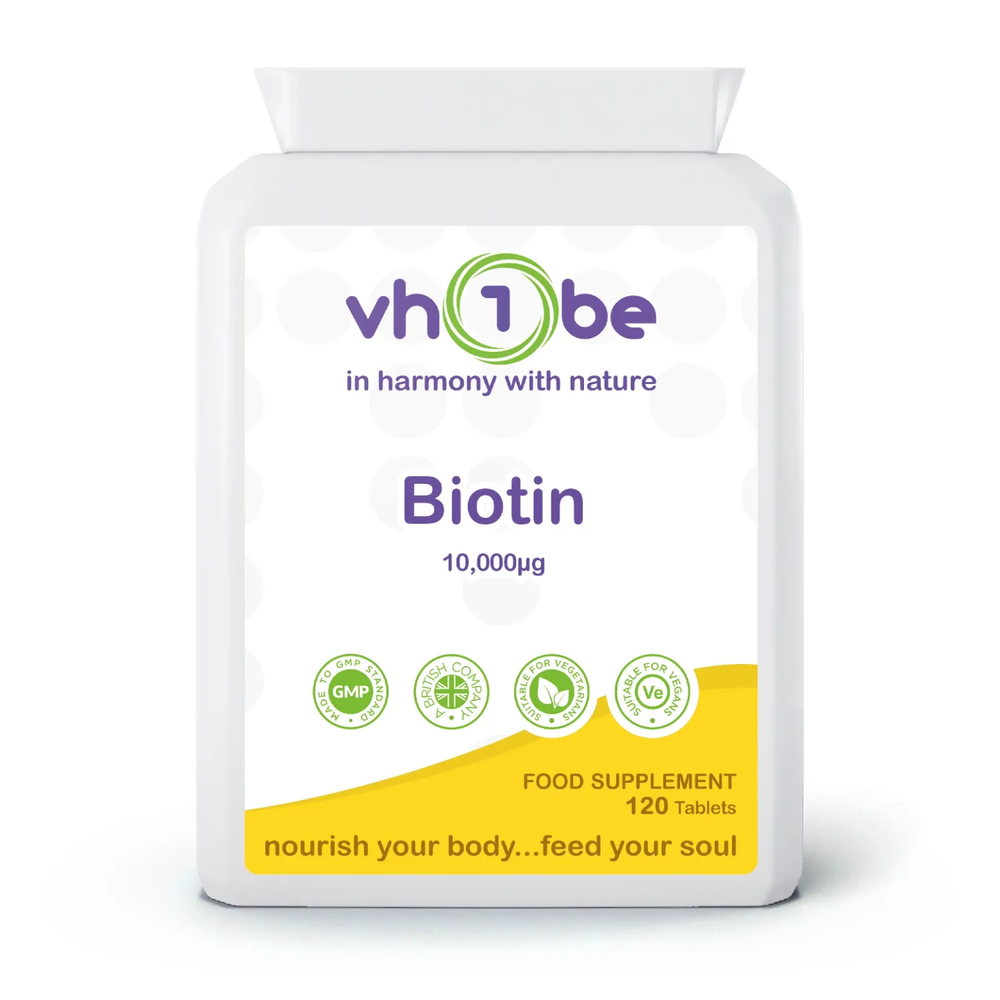 Biotin | 10000mcg | Tablets | 120 Count | Supports healthy hair, skin and nails – vh1be