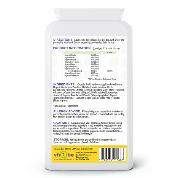 Organic Mushroom Complex | Capsules | 120 Count | Supports general wellbeing – vh1be