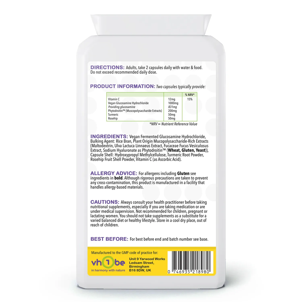 Vegan Glucosamine & Phytodroitin™ Complex | Capsules | 90 Count | Supports general wellbeing – vh1be