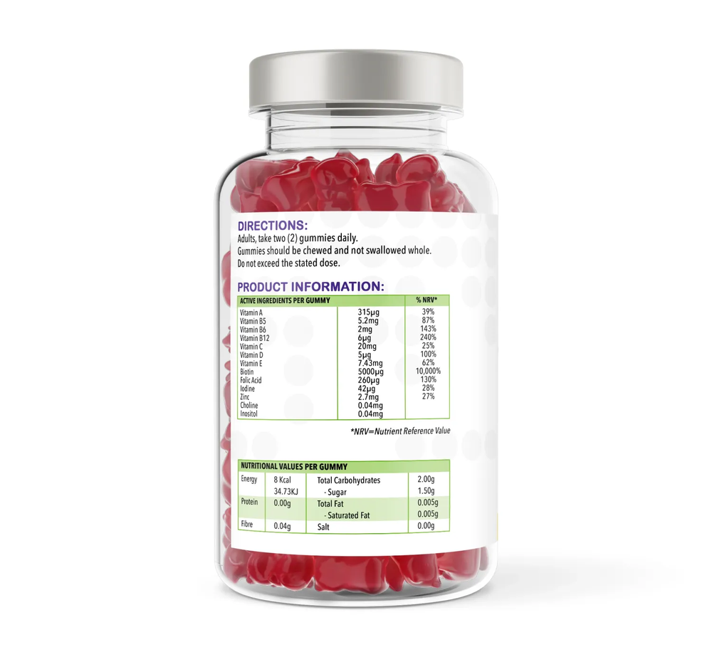 Hair Skin & Nails Complex 150 Natural Raspberry Flavour Gummies | Gummies | Supports general wellbeing – vh1be