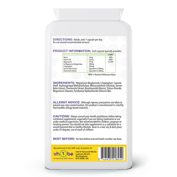 L Tryptophan Complex for Stress & Sleep | Capsules | 120 Count | Supports general wellbeing – vh1be