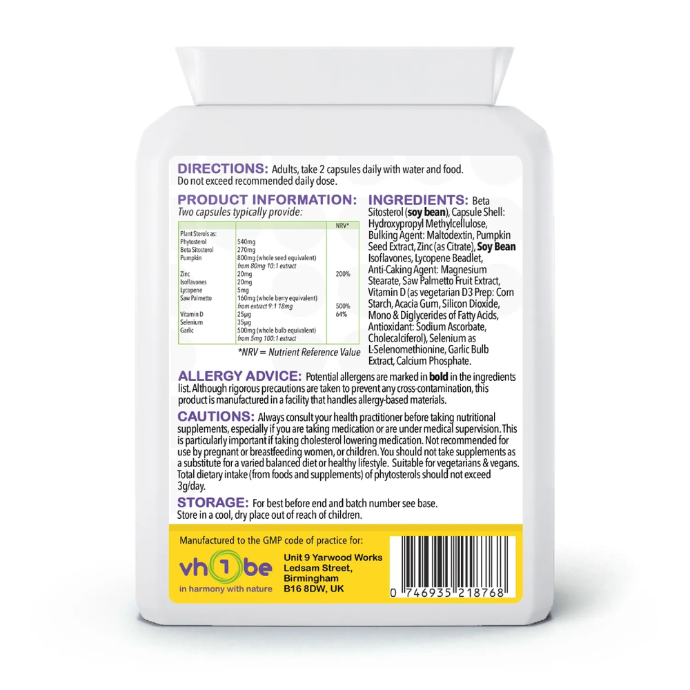Plant Sterols Prostate Support | Capsules | 60 Count | Supports general wellbeing – vh1be