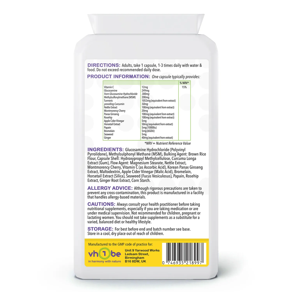 Vegan Glucosamine Complex Plus | Capsules | 120 Count | Supports general wellbeing – vh1be