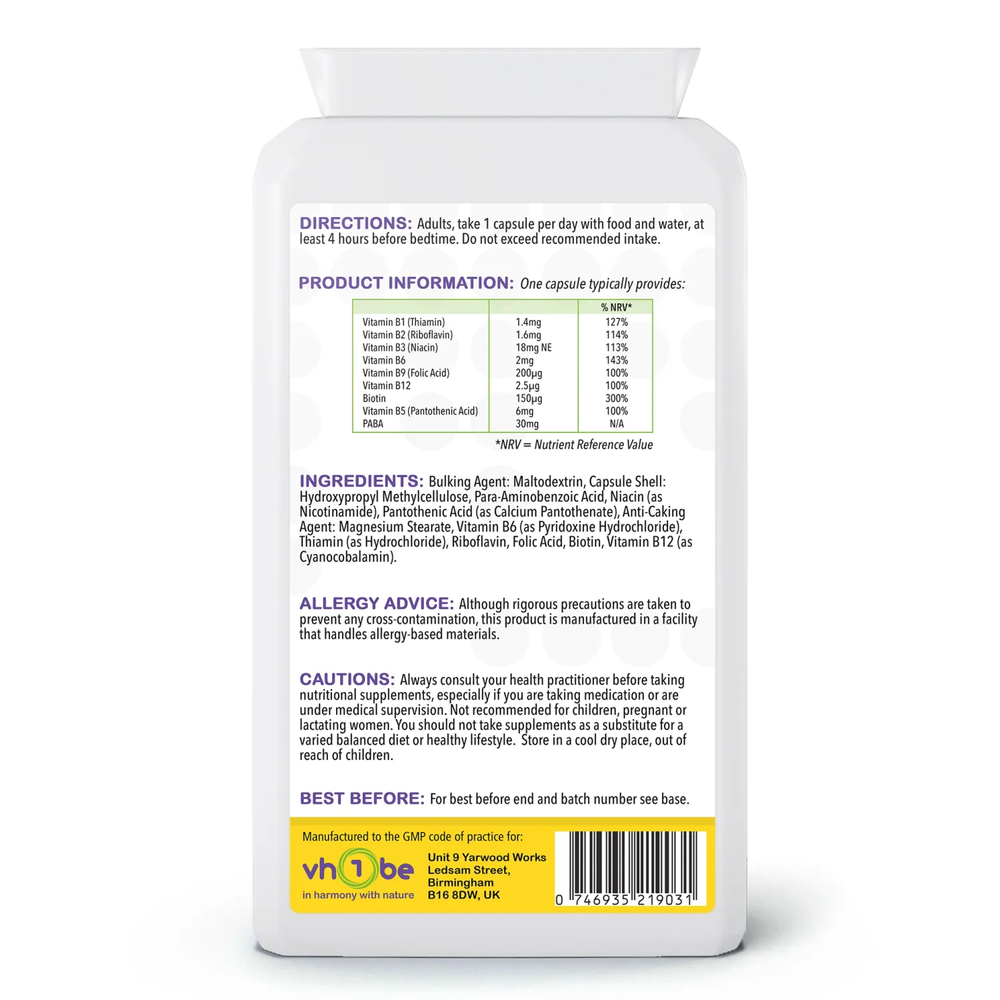Vitamin B Complex Daily | Capsules | 120 Count | Supports energy-yielding metabolism and nervous system function – vh1be
