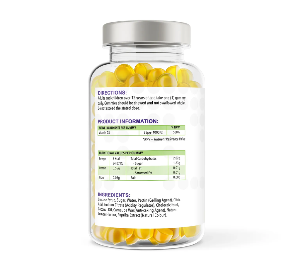 Vitamin D3 150 Lemon Flavour Gummies | 1000iu | Gummies | Supports bone and immune system function – vh1be