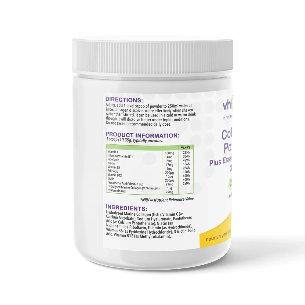 Collagen Powder Plus Essential Vitamins Unflavoured | 300g | Powders | Supports skin, hair and nail health – vh1be