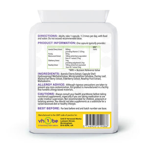 Vitamin C Acerola Immune Complex (Food Form) | Capsules | 120 Count | Supports immune system function and collagen formation – vh1be