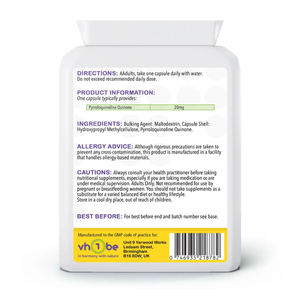 PQQ Pyrroloquinoline Quinone | 20mg | Capsules | 60 Count | Supports general wellbeing – vh1be
