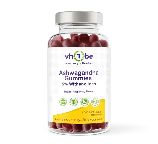 Ashwagandha 150 Natural Raspberry Flavour Gummies | 600mg | Gummies | Supports relaxation and mental wellbeing – vh1be by vh1be – Ayurvedic & Scientific Wellness made in the UK |