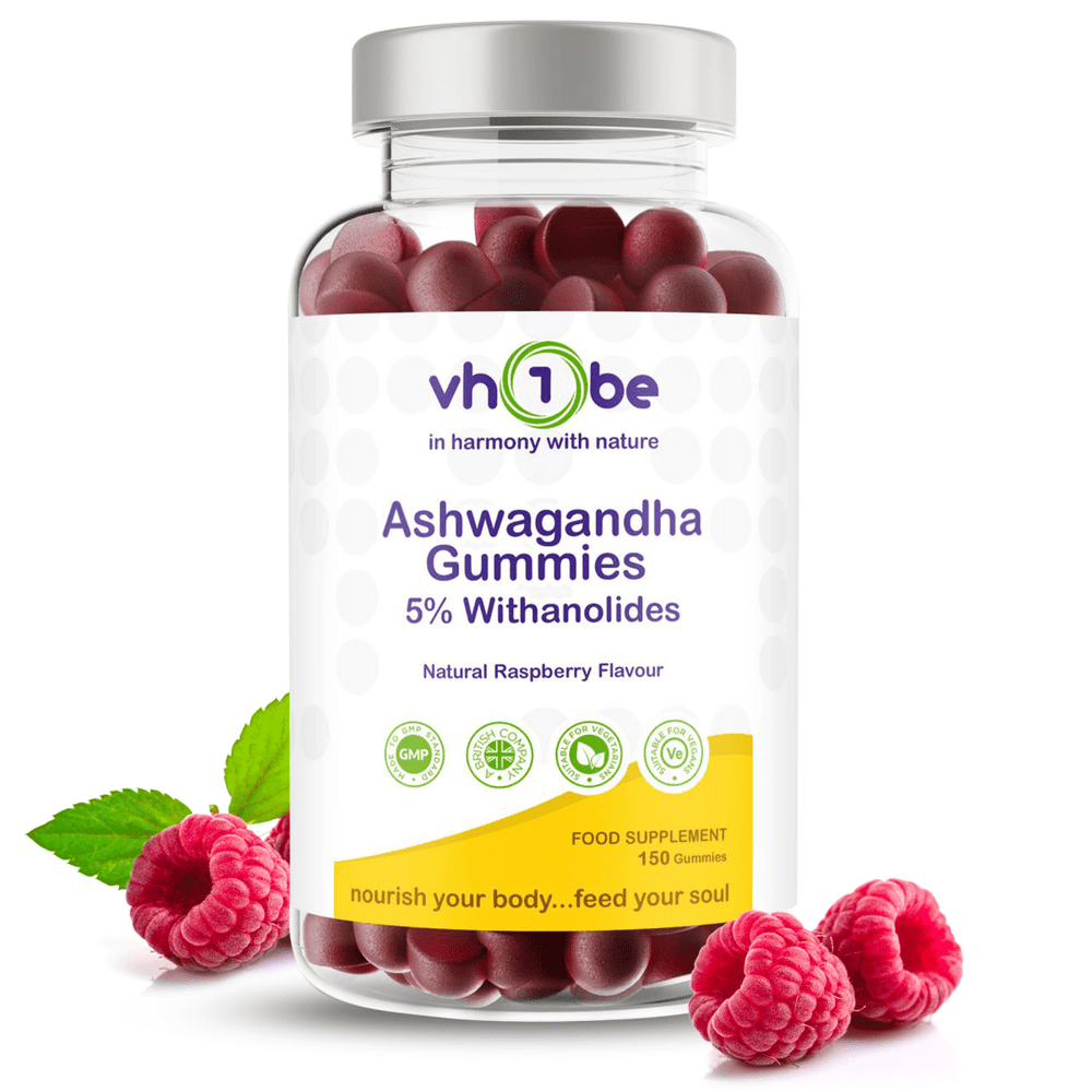 Ashwagandha Gummies | 600mg | Raspberry Flavour | Relaxation & Mental Wellbeing by vh1be – Ayurvedic & Scientific Wellness made in the UK |