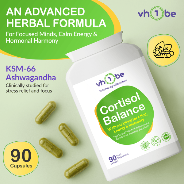 Cortisol Balance with KSM - 66® Ashwagandha | Stress Support – vh1be by vh1be – Ayurvedic & Scientific Wellness made in the UK |