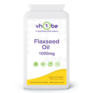 Flaxseed Oil Capsules | 1000mg | Capsules | 90 Count | Supports general wellbeing – vh1be by vh1be – Ayurvedic & Scientific Wellness made in the UK |