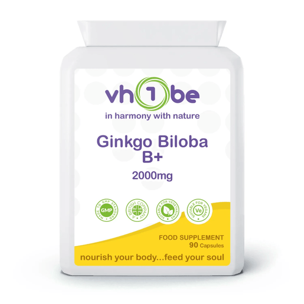 Ginkgo Biloba B+ | 2000mg | Capsules | 90 Count | Supports cognitive function – vh1be by vh1be – Ayurvedic & Scientific Wellness made in the UK |