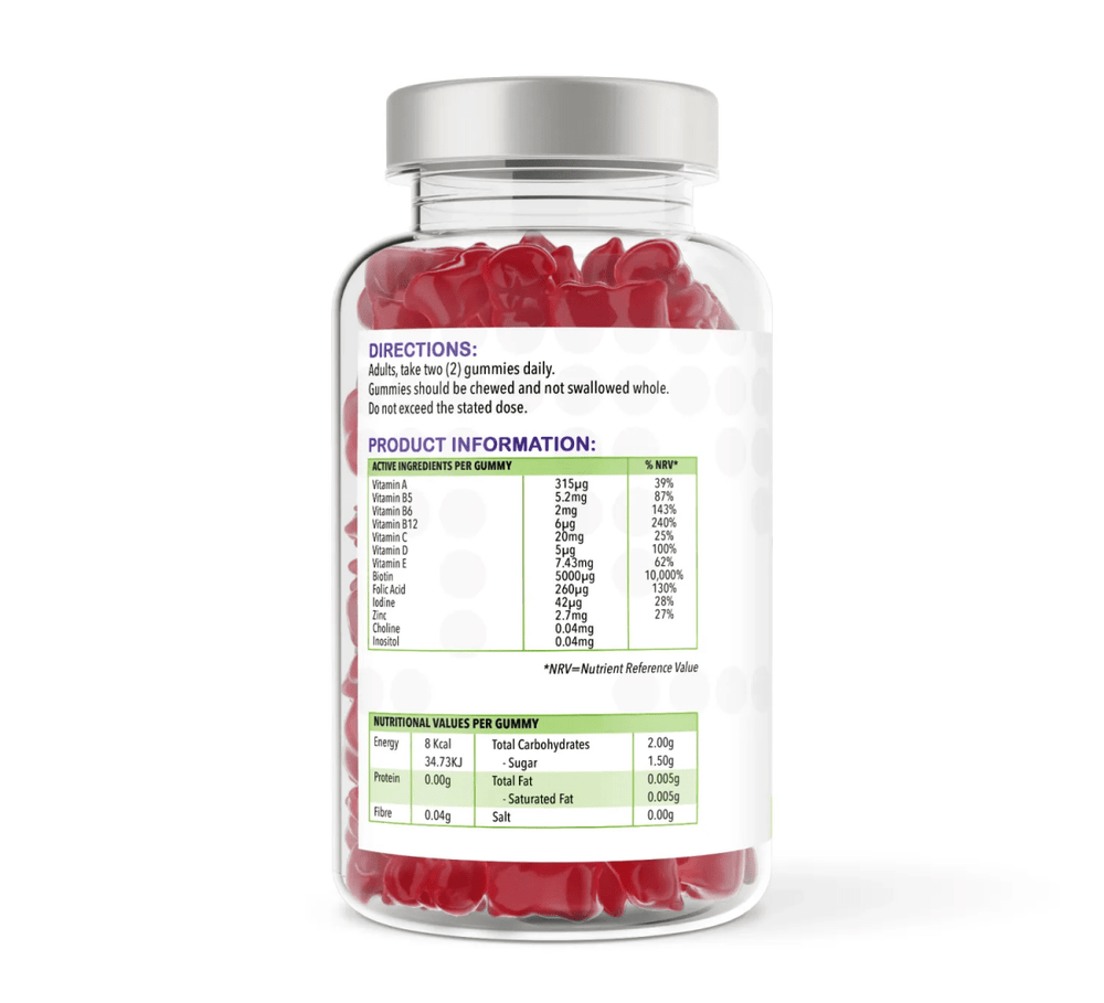Hair Skin & Nails Complex 150 Natural Raspberry Flavour Gummies | Gummies | Supports general wellbeing – vh1be by vh1be – Ayurvedic & Scientific Wellness made in the UK |