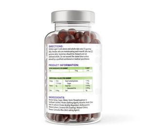 Iron & Vitamin C Gummies – 150 Natural Cherry Flavour Gummies | Gummies | Supports normal formation of red blood cells and reduction of tiredness – by vh1be – Ayurvedic & Scientific Wellness made in the UK |
