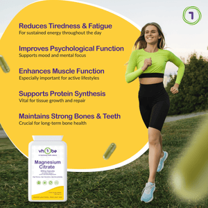 Magnesium Citrate 500mg | 120 Capsules | Energy & Muscle Support – vh1be by vh1be – Ayurvedic & Scientific Wellness made in the UK |