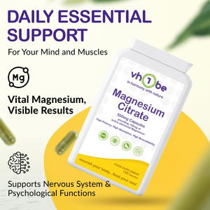Magnesium Citrate 500mg | 120 Capsules | Energy & Muscle Support – vh1be by vh1be – Ayurvedic & Scientific Wellness made in the UK |