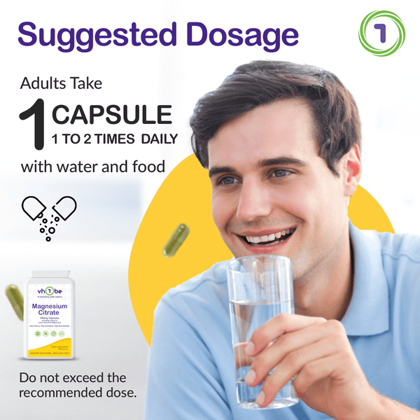 Magnesium Citrate 500mg | 120 Capsules | Energy & Muscle Support – vh1be by vh1be – Ayurvedic & Scientific Wellness made in the UK |