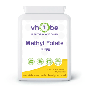 Methyl Folate Quatrefolic® | 600mcg | Capsules | 90 Count | Supports general wellbeing – vh1be by vh1be – Ayurvedic & Scientific Wellness made in the UK |