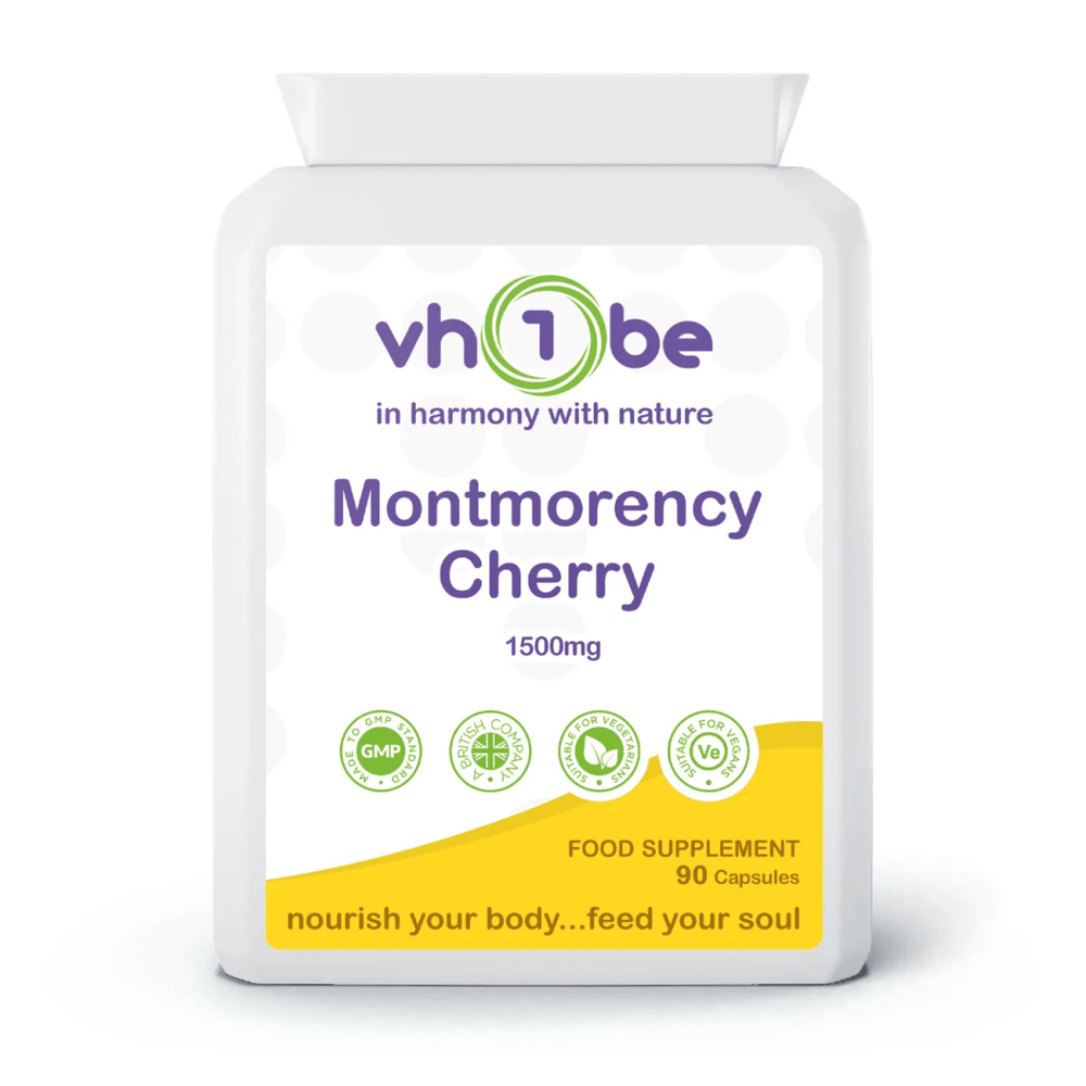 Montmorency Cherry | 1500mg | Capsules | 90 Count | Supports general wellbeing – vh1be by vh1be – Ayurvedic & Scientific Wellness made in the UK |
