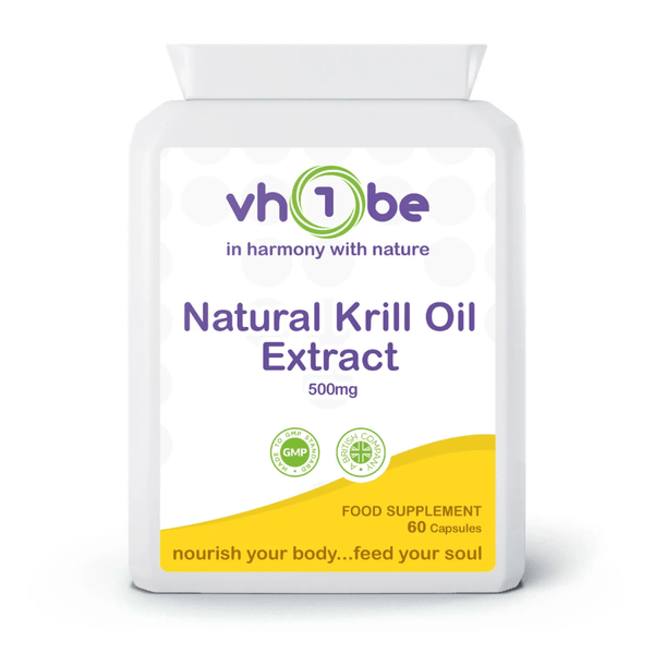 Natural Krill Oil Extract | 500mg | Capsules | 60 Count | Supports general wellbeing – vh1be by vh1be – Ayurvedic & Scientific Wellness made in the UK |