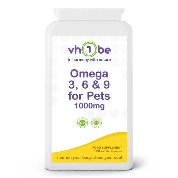 Omega 369 for Pets | 1000mg | Softgels | 120 Count | Supports everyday wellbeing and an active lifestyle – vh1be by vh1be – Ayurvedic & Scientific Wellness made in the UK |