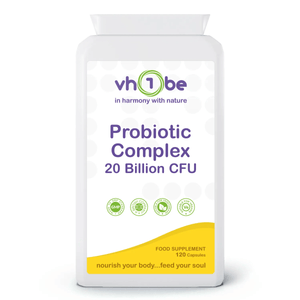 Probiotic Complex 20 Billion CFU | Capsules | 120 Count | Supports digestive wellbeing – vh1be by vh1be – Ayurvedic & Scientific Wellness made in the UK |