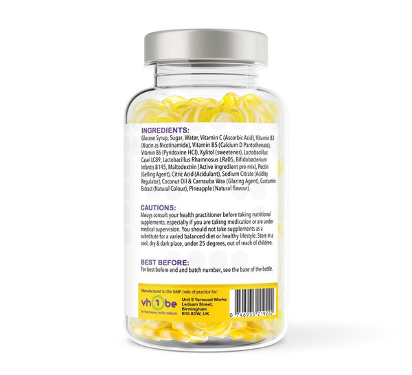 Probiotics + Vitamins for Kids & Adults 150 Pineapple Flavour Gummies | Gummies | Supports digestive wellbeing – vh1be by vh1be – Ayurvedic & Scientific Wellness made in the UK |
