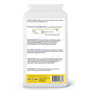 Rosehip Extract & Vitamin C | 5000mg | Capsules | 120 Count | Supports immune system function and collagen formation – vh1be by vh1be – Ayurvedic & Scientific Wellness made in the UK |