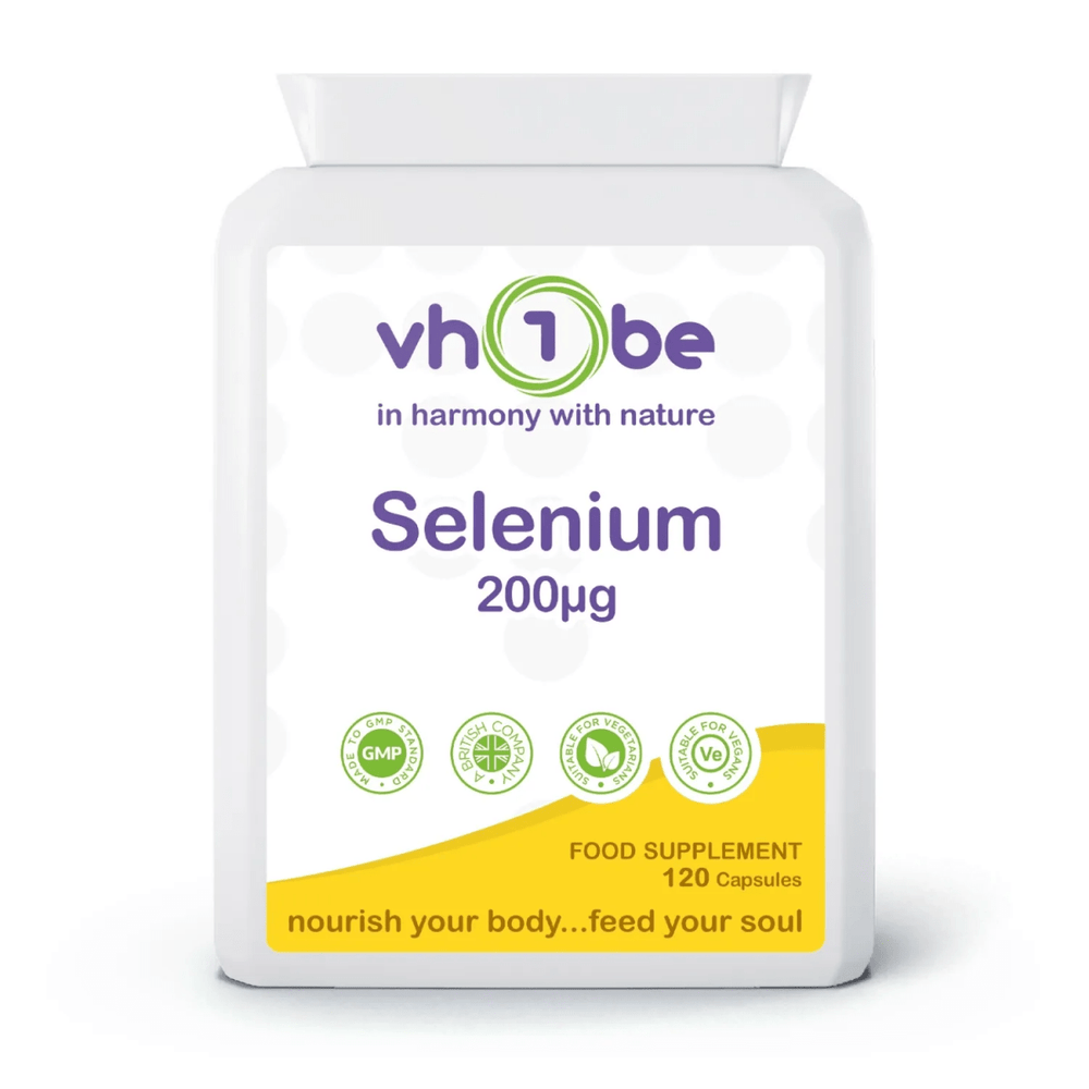 Selenium | 200mcg | Capsules | 120 Count | Supports antioxidant protection and immune system function – vh1be by vh1be – Ayurvedic & Scientific Wellness made in the UK |